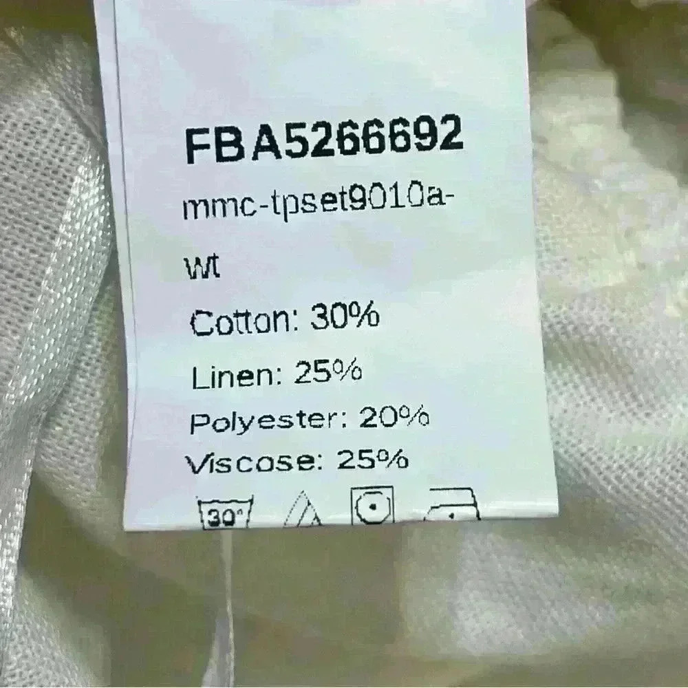 Women’s Linen Cropped Long Sleeve OFF SHOULDER Macrame size LARGE WHITE Beach - Picture 8 of 9